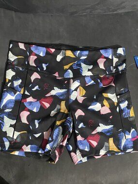 Brooks Women Size XL Method 5” Short Tights Fast Floral Wicking 4 Way Stretch